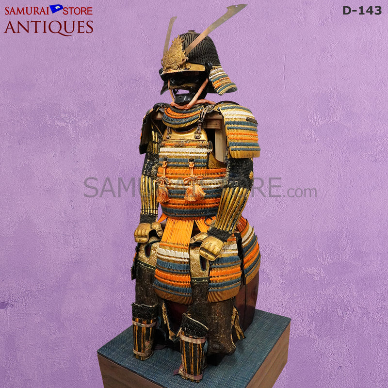 D143 Antique suit of Honkozane gold armor w/ Certificate