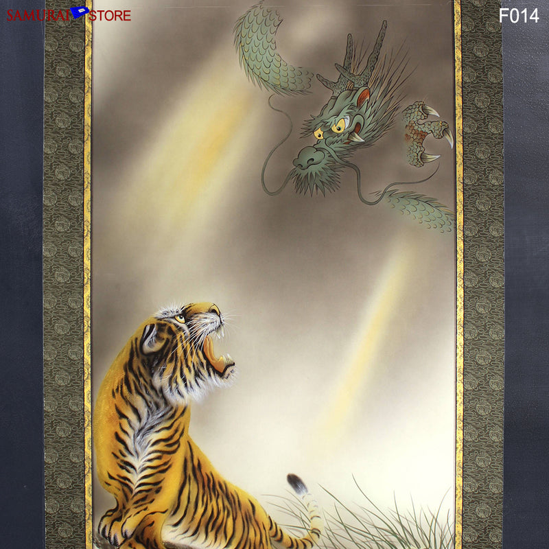 Hanging Scroll Painting Dragon and Tiger - Kakejiku F014 - SAMURAI STORE