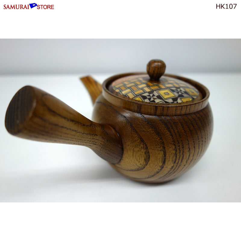 Yosegi Marquetry Wooden Teapot (HK107) - SAMURAI STORE