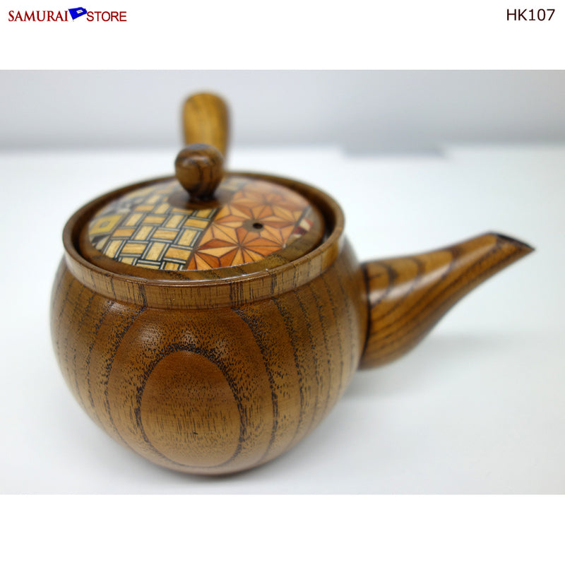 Yosegi Marquetry Wooden Teapot (HK107) - SAMURAI STORE